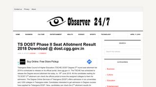 
                            4. TS DOST Phase II Seat Allotment Result 2018 Download @ dost.cgg ...