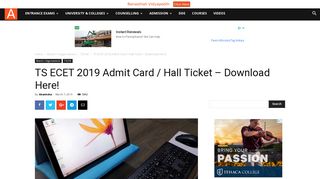 
                            5. TS ECET 2019 Admit Card / Hall Ticket – Download Here! | AglaSem ...