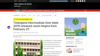 
                            12. TS Inter Time table: Telangana Intermediate time table 2019 released ...