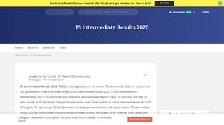 
                            10. TS Intermediate Result 2019 (TS Inter Result) - Dates, result login