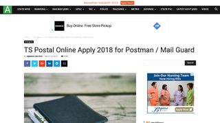 
                            9. TS Postal Online Apply 2018 for Postman / Mail Guard | AglaSem Career