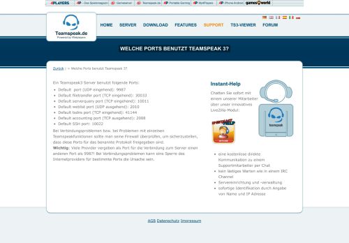 
                            12. TS-Support: Welche Ports benutzt Teamspeak 3? - Teamspeak.de