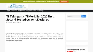 
                            12. TS Telangana ITI Merit list 2019 First Second Seat Allotment