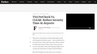 
                            8. TSA PreCheck Vs. CLEAR: Reduce Security Time At Airports - Forbes