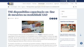 
                            8. TSE disponibiliza capacitação on-line de mesários na modalidade EAD