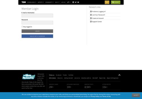 
                            10. TSR - Login - The Sims Resource