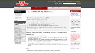 
                            13. TTC 12 Month Pass on PRESTO