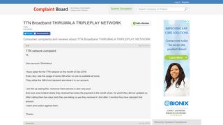 
                            10. TTN Broadband THIRUMALA TRIPLEPLAY NETWORK Complaints