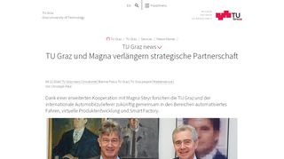 
                            11. TU Graz und Magna verlängern strategische Partnerschaft