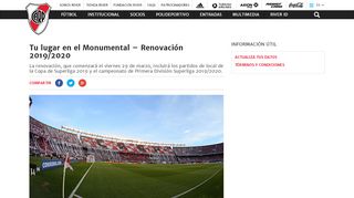 
                            2. Tu lugar en el Monumental – Renovación Superliga 2018/2019