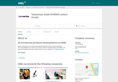 
                            10. Tubevertise GmbH (STRÖER Content Group) als Arbeitgeber | XING ...