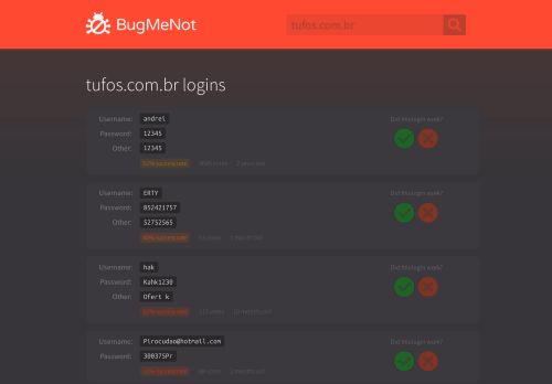 
                            3. tufos.com.br passwords - BugMeNot