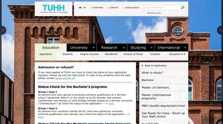 
                            3. TUHH – Education – Application – Check the status of ...