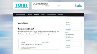 
                            2. TUHH Universitätsbibliothek: Anmeldung - Universitätsbibliothek