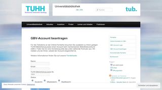 
                            6. TUHH Universitätsbibliothek: GBV-Account beantragen ...