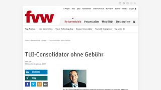 
                            8. TUI-Consolidator ohne Gebühr - fvw