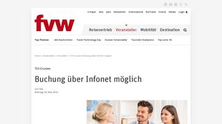 
                            10. TUI Cruises: Buchung über Infonet möglich - fvw