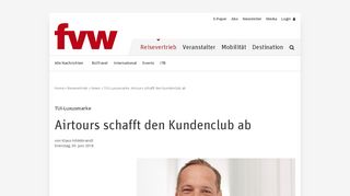 
                            10. TUI-Luxusmarke: Airtours schafft den Kundenclub ab - fvw