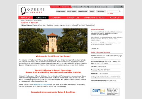 
                            9. Tuition / Bursar - Queens College, City University of New York