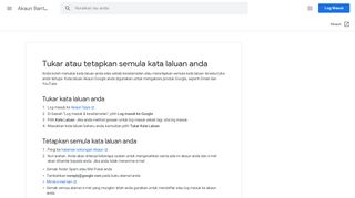 
                            5. Tukar atau tetapkan semula kata laluan anda - Akaun Bantuan