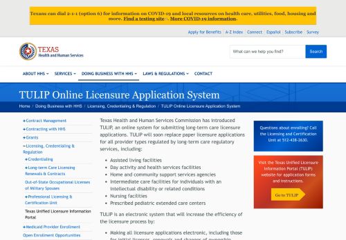 
                            12. TULIP Online Licensure Application System | Texas Health and ...