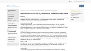 
                            8. TUM Graduate School: Qualitätssicherung im Promotionsprozess