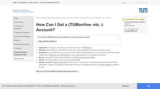 
                            3. TUM IT - CIO: How can I get a (TUMonline- etc.-) account?
