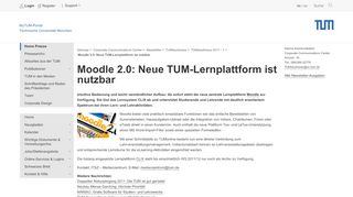 
                            5. TUM - Moodle 2.0: Neue TUM-Lernplattform ist nutzbar