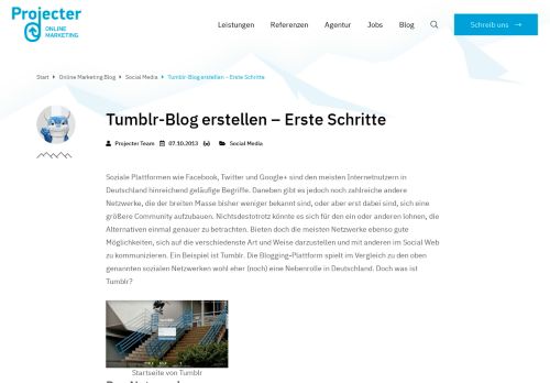 
                            8. Tumblr-Blog erstellen – Erste Schritte - Projecter GmbH