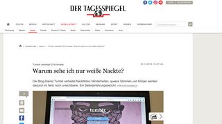 
                            11. Tumblr verbietet Ü18-Inhalte: Warum sehe ich nur weiße Nackte ...