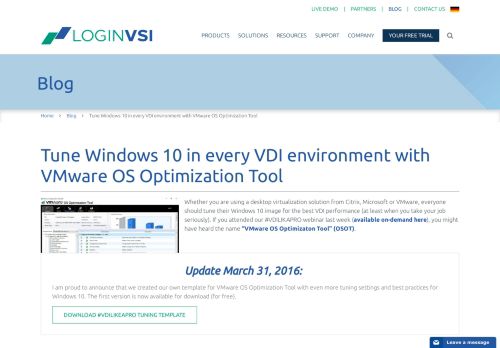 
                            8. Tune Windows 10 in every VDI environment with VMware ... - Login VSI