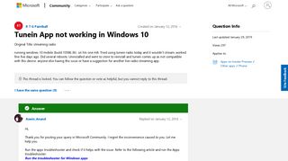 
                            5. Tunein App not working in Windows 10 - Microsoft Community
