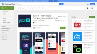
                            2. TuneIn: NBA Radio, Music, Sports & Podcasts - Apps on Google Play