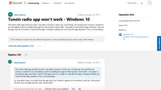 
                            4. Tunein radio app won't work - Windows 10 - Microsoft Community