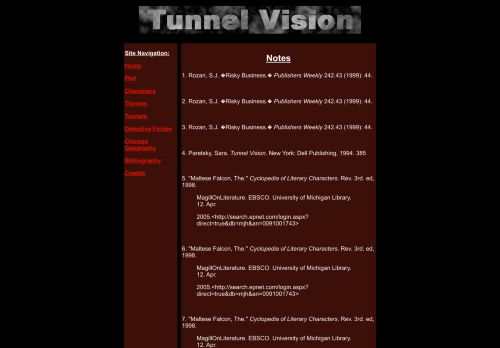 
                            9. Tunnel Vision by Sara Paretsky -- Bibliography - University of Michigan