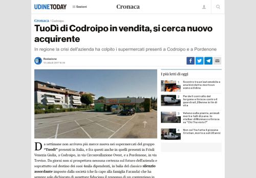 
                            11. TuoDì di Codroipo in vendita, si cerca nuovo acquirente - Udine Today