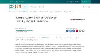 
                            7. Tupperware Brands Updates First Quarter Guidance - PR Newswire