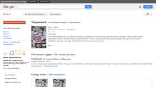 
                            7. Tupperware: The Promise of Plastic in 1950s America - Resultaten voor Zoeken naar boeken met Google