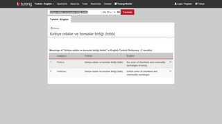 
                            10. Tureng - türkiye odalar ve borsalar birliği (tobb) - Turkish English ...