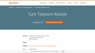 
                            6. Türk Telekom Mobile Adresse, Telefonnumer und Fax - Aboalarm