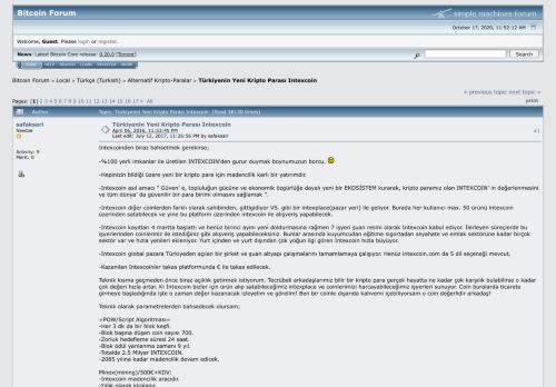 
                            7. Türkiyenin Yeni Kripto Parası Intexcoin - Bitcointalk