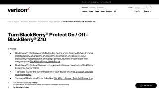 
                            12. Turn BlackBerry Protect On / Off - BlackBerry Z10 | Verizon Wireless