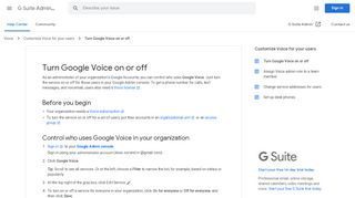 
                            6. Turn Google Voice on or off - G Suite Admin Help - Google Support