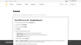 
                            13. Turn GPS on or off - Google Nexus 5 - Sprint Support