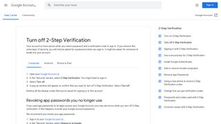
                            7. Turn off 2-Step Verification - Computer - Google Account Help
