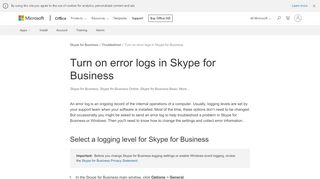 
                            7. Turn on error logs in Skype for Business - Skype for Business
