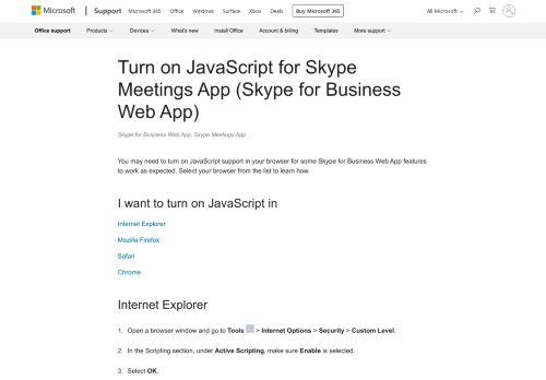 
                            7. Turn on JavaScript for Skype Meetings App (Skype for Business Web ...