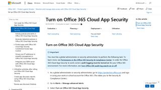 
                            7. Turn on Office 365 Cloud App Security | Microsoft Docs
