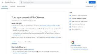 
                            7. Turn sync on or off in Chrome - Android - Google Chrome Help