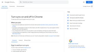 
                            2. Turn sync on or off in Chrome - Computer - Google ... - ...